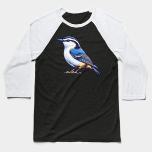 White Breast Nuthatch Bird Baseball T-Shirt